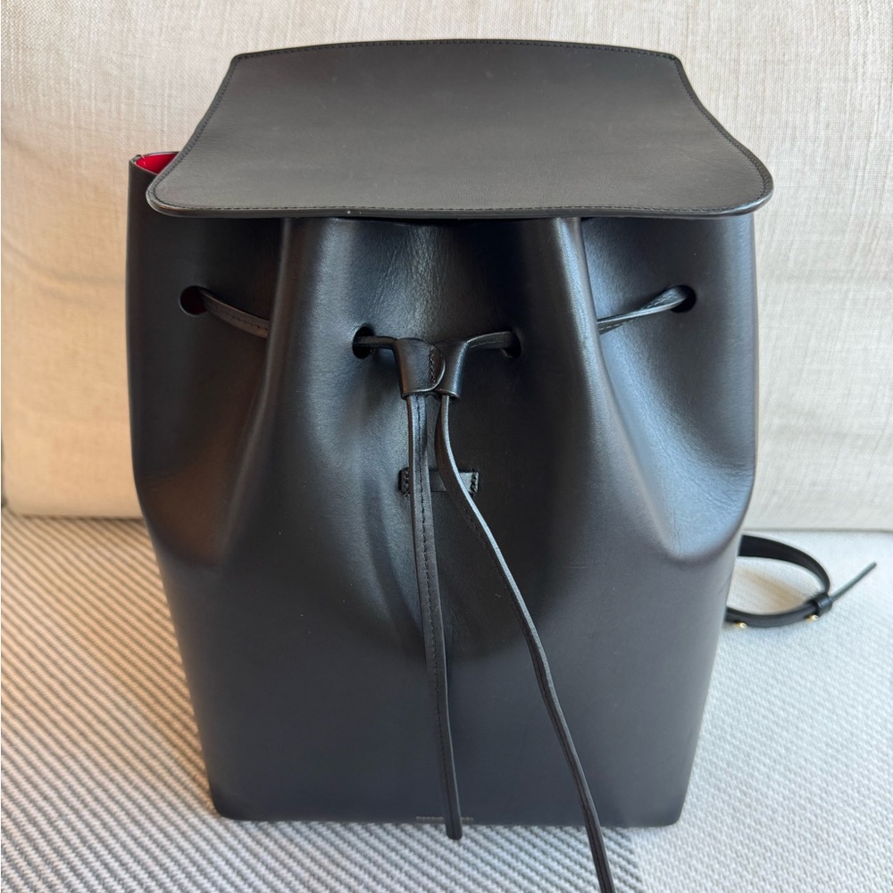 Mansur Gavriel Classic Backpack, Black / Red, regular size